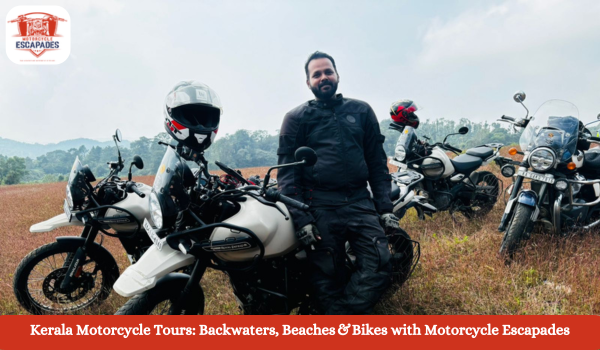 a man standing next to motorcycles